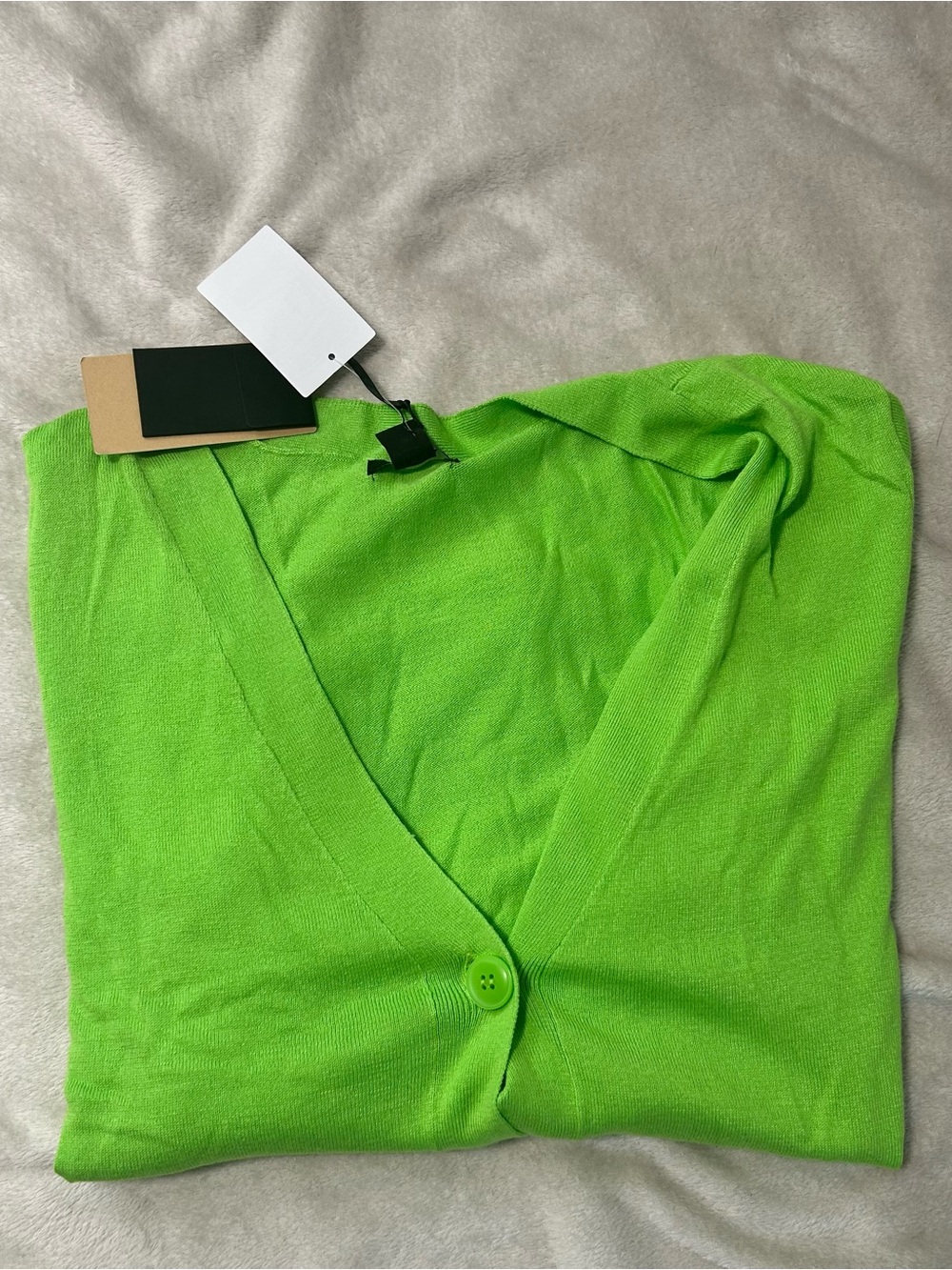 Halogen Bright Green V-Neck Women's Cardigan Sweater